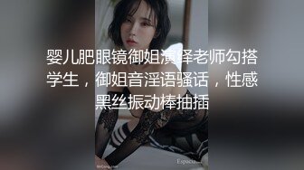 婴儿肥眼镜御姐演绎老师勾搭学生，御姐音淫语骚话，性感黑丝振动棒抽插